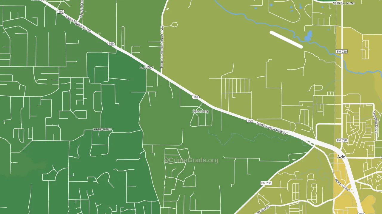 Sanctuary, TX Map of Vehicle Theft Rates
