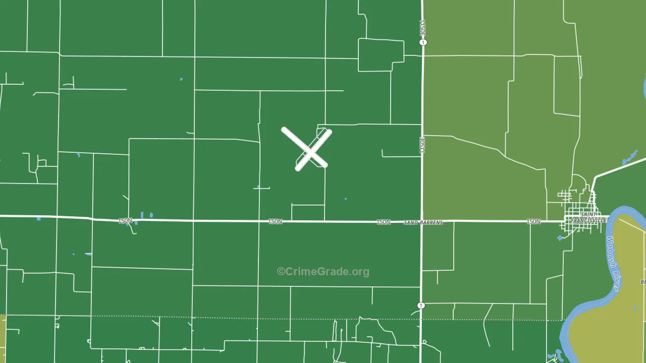 Sand Barrens, IL Map of Vehicle Theft Rates