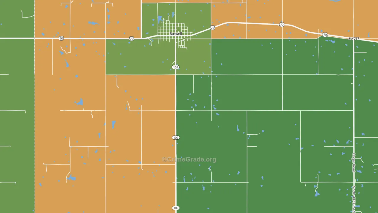 Sand Bluff, OK Map of Vehicle Theft Rates