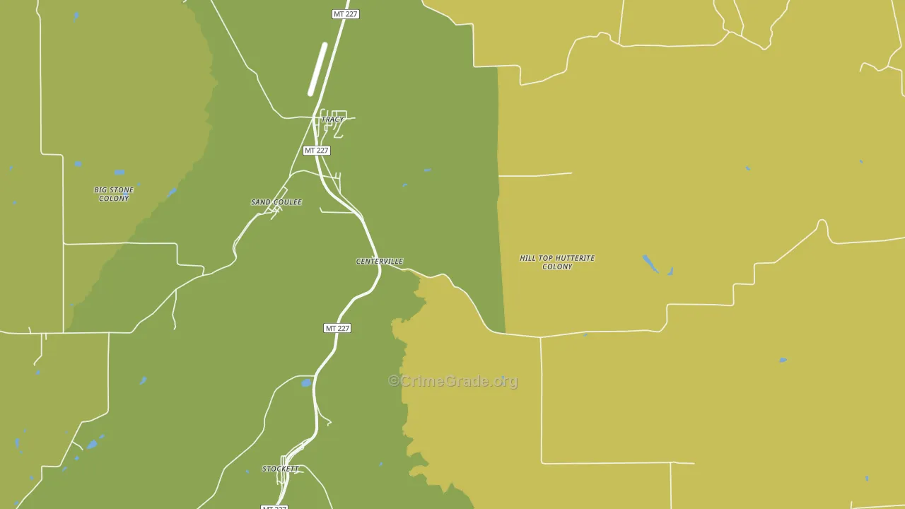 Sand Coulee, MT Map of Vehicle Theft Rates