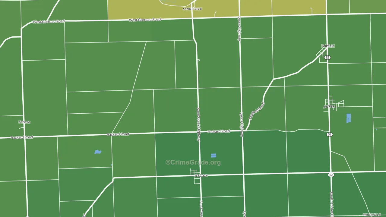 Sand Creek, MI Map of Vehicle Theft Rates