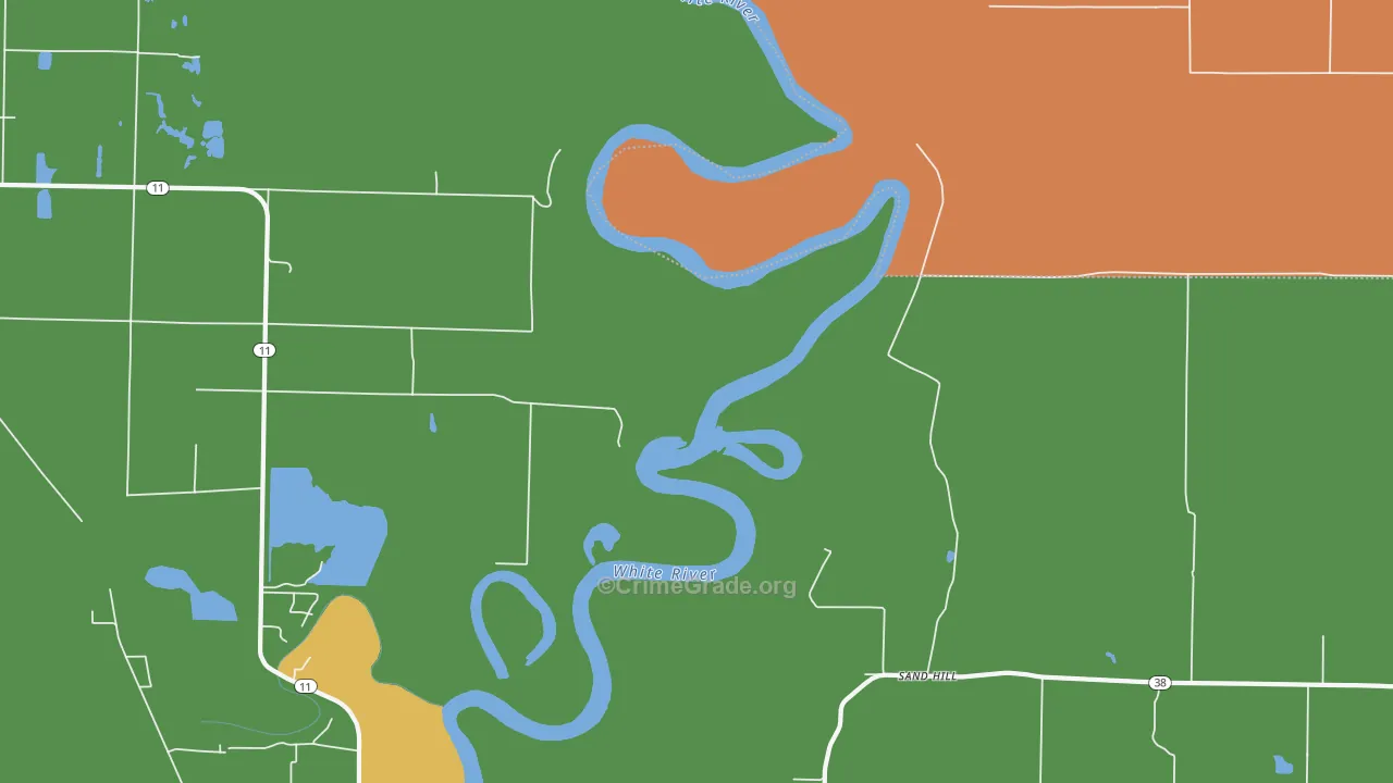 Sand Hill, AR Map of Vehicle Theft Rates