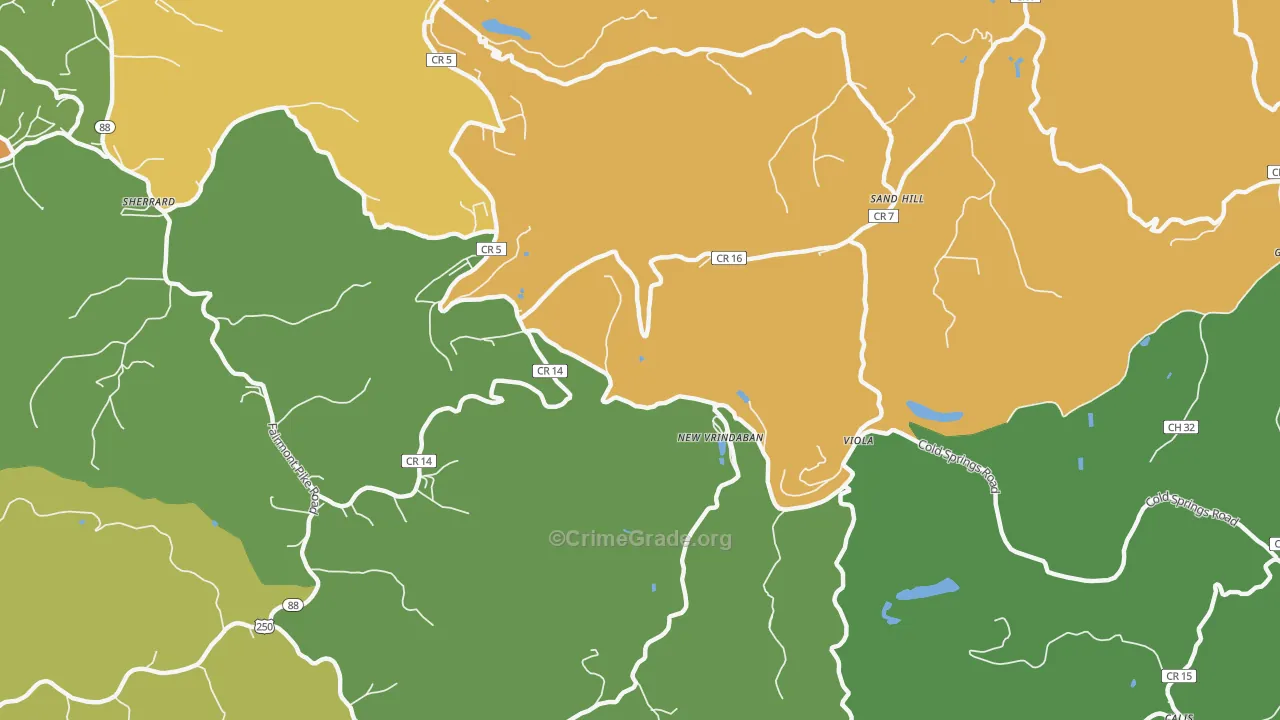 Sand Hill, WV Map of Vehicle Theft Rates