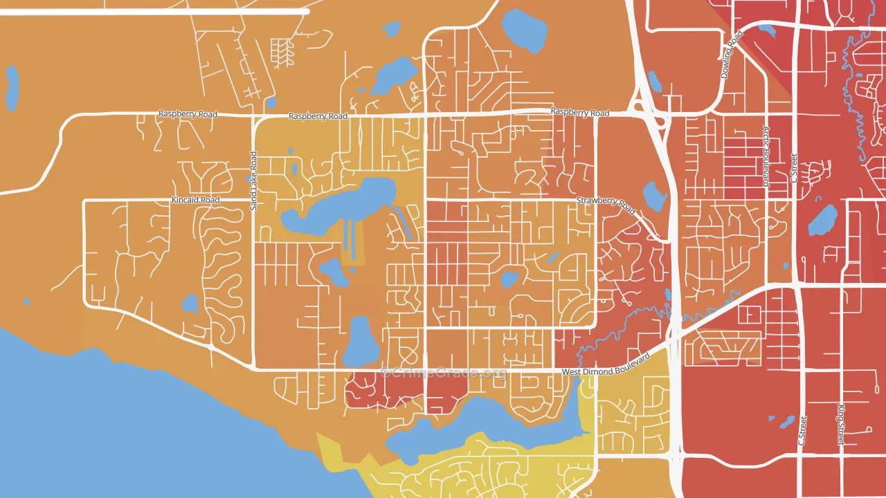 Sand Lake, Anchorage, AK Map of Vehicle Theft Rates