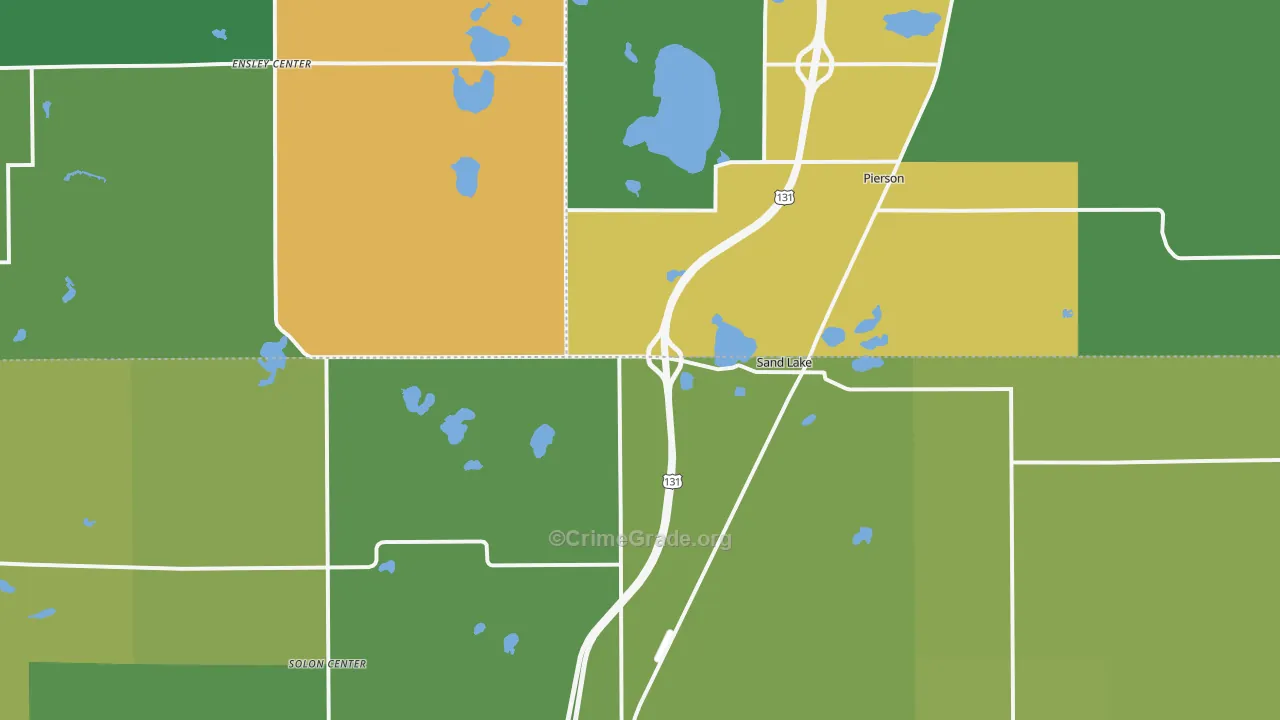 Sand Lake, MI Map of Vehicle Theft Rates