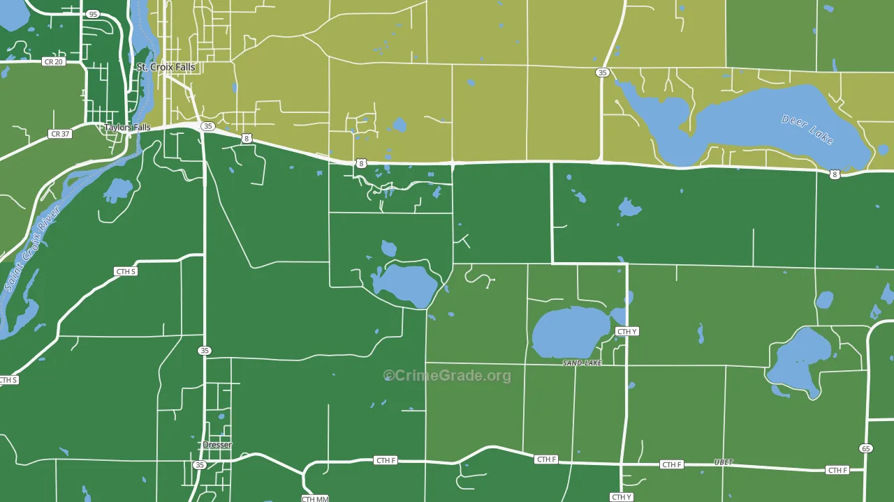 Sand Lake, WI Map of Vehicle Theft Rates