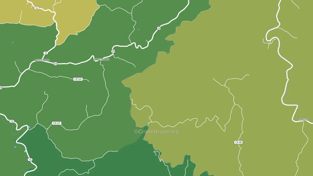 Sand Ridge, WV Map of Vehicle Theft Rates