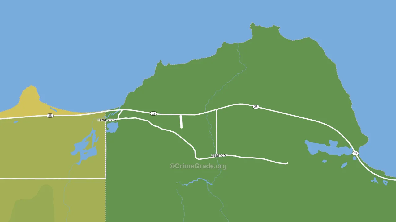 Sand River, MI Map of Vehicle Theft Rates