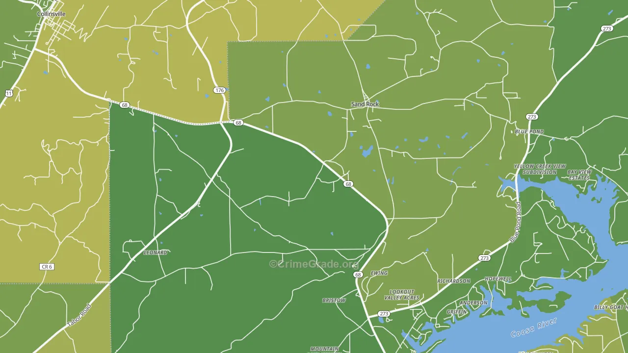 Sand Rock, AL Map of Vehicle Theft Rates