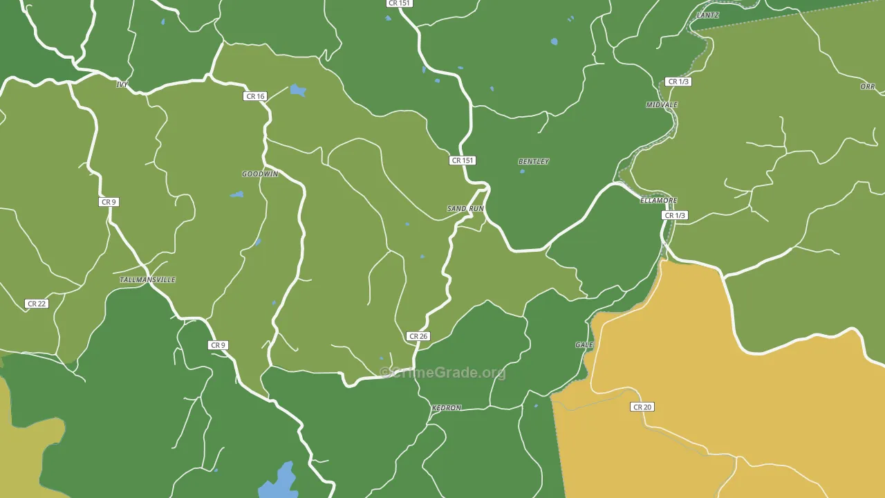 Sand Run, WV Map of Vehicle Theft Rates