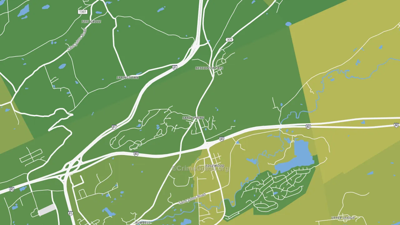 Sand Spring, PA Map of Vehicle Theft Rates