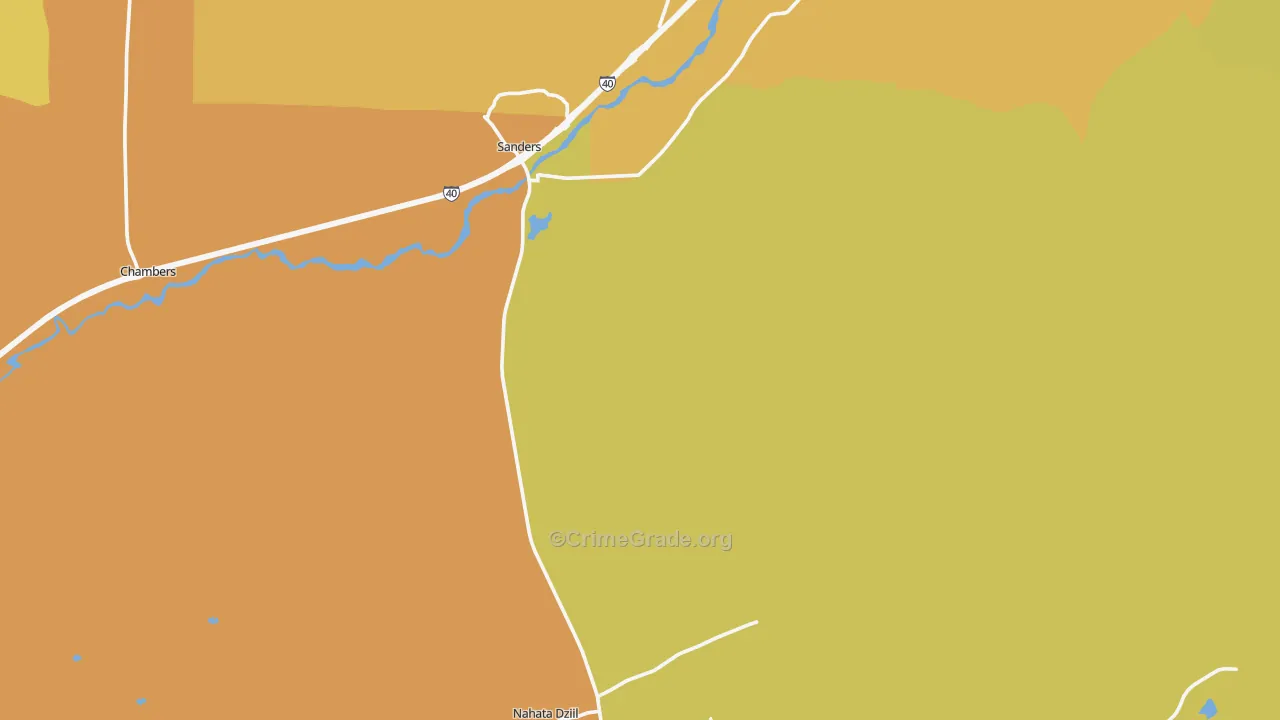 Sanders, AZ Map of Vehicle Theft Rates