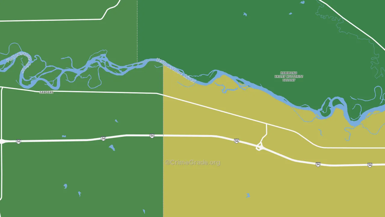 Sanders, MT Map of Vehicle Theft Rates