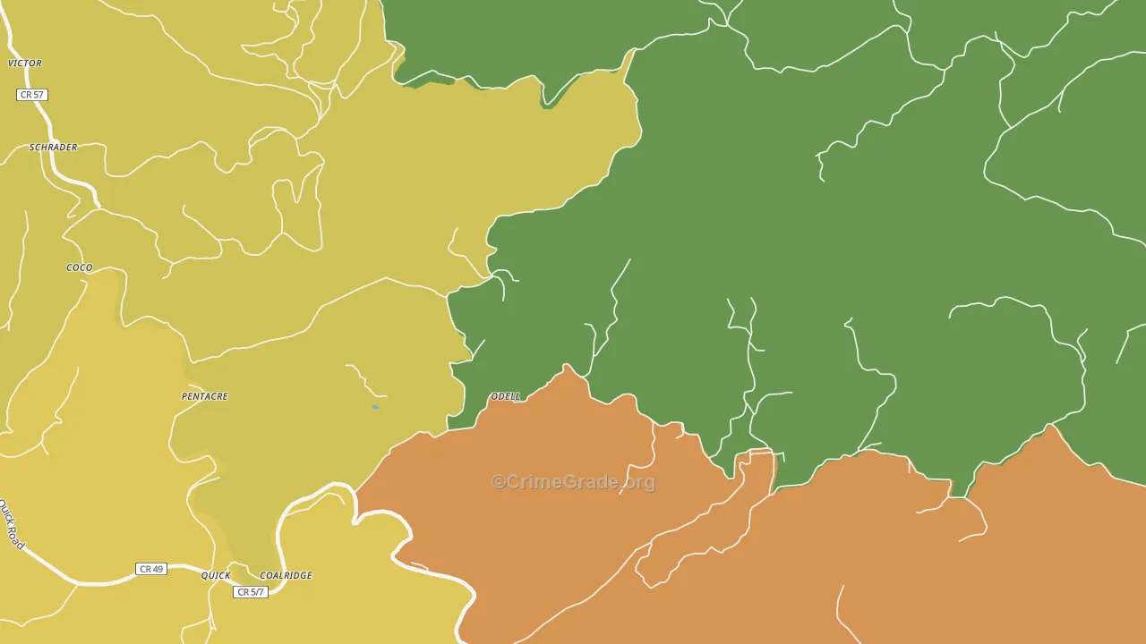 Sanderson, WV Map of Vehicle Theft Rates