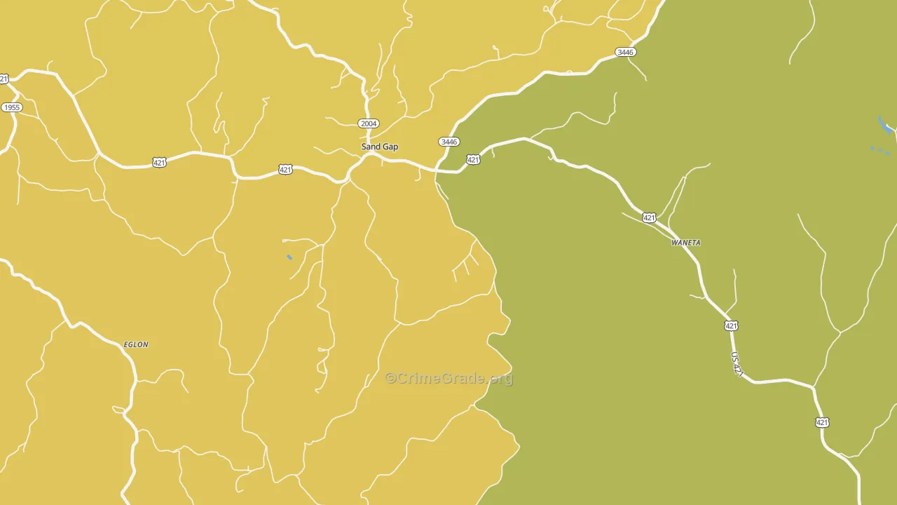 Sandgap, KY Map of Vehicle Theft Rates