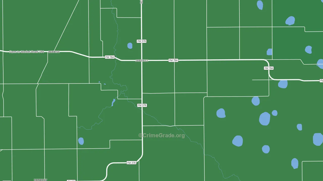 Sandhill, TX Map of Vehicle Theft Rates