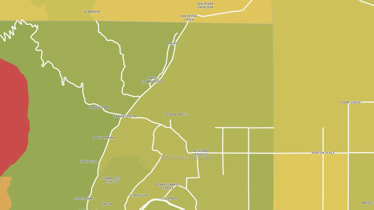Sandia Park, NM Map of Vehicle Theft Rates