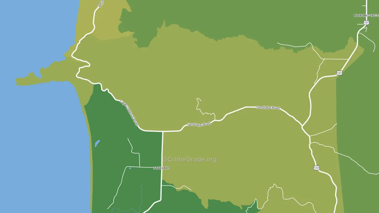 Sandlake, OR Map of Vehicle Theft Rates
