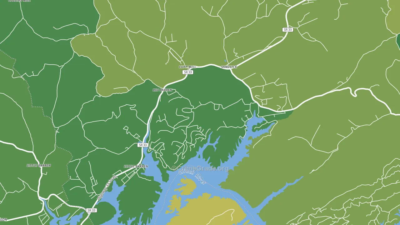 Sandlick, TN Map of Vehicle Theft Rates