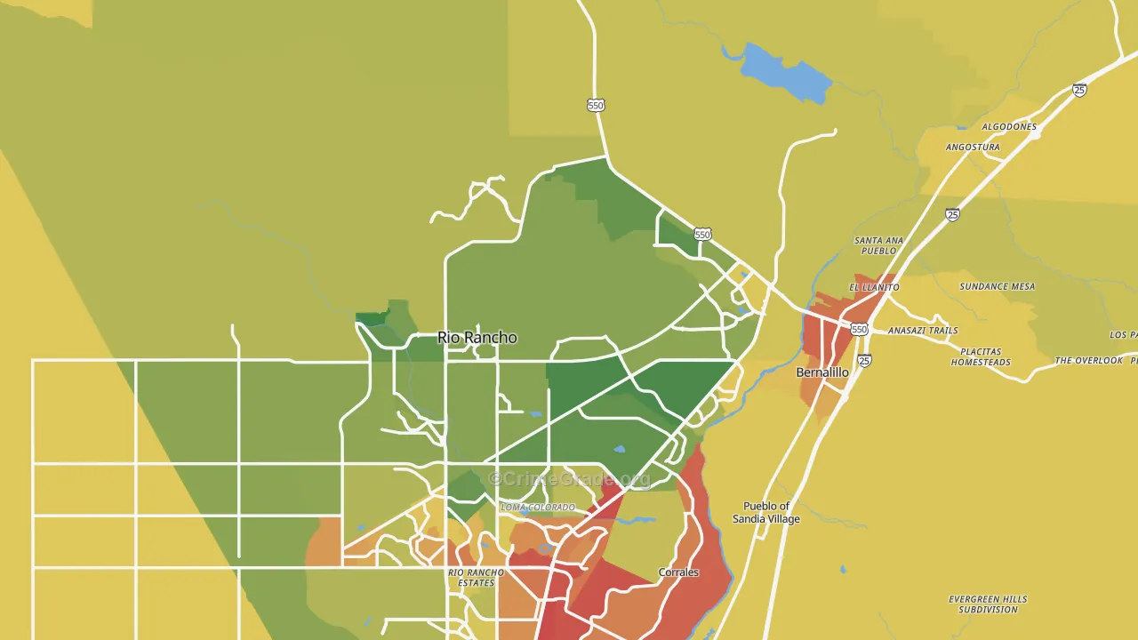 Sandoval County, NM Map of Vehicle Theft Rates