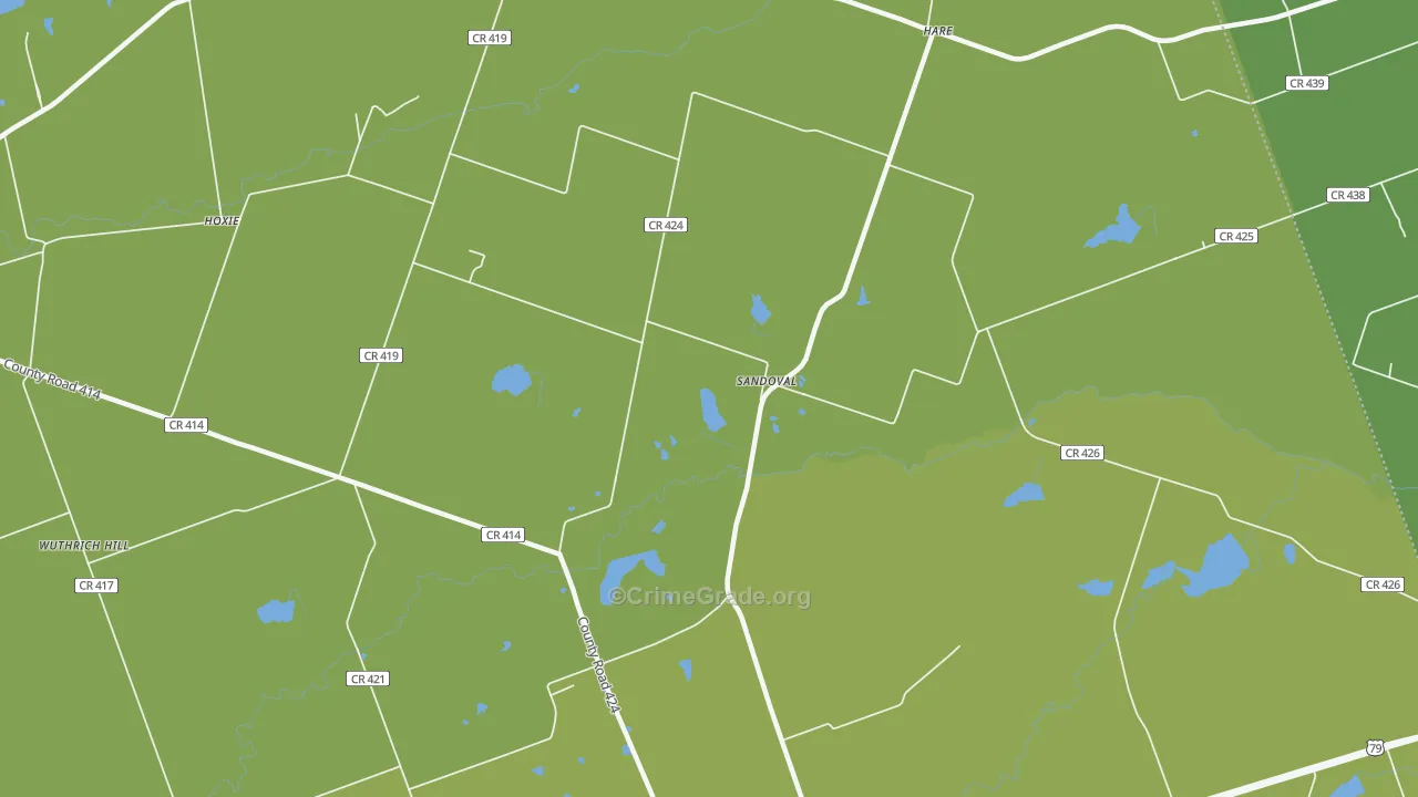 Sandoval, TX Map of Vehicle Theft Rates