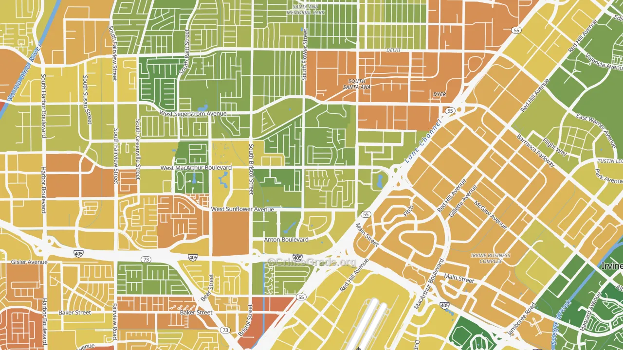 Sandpointe, Santa Ana, CA Map of Vehicle Theft Rates