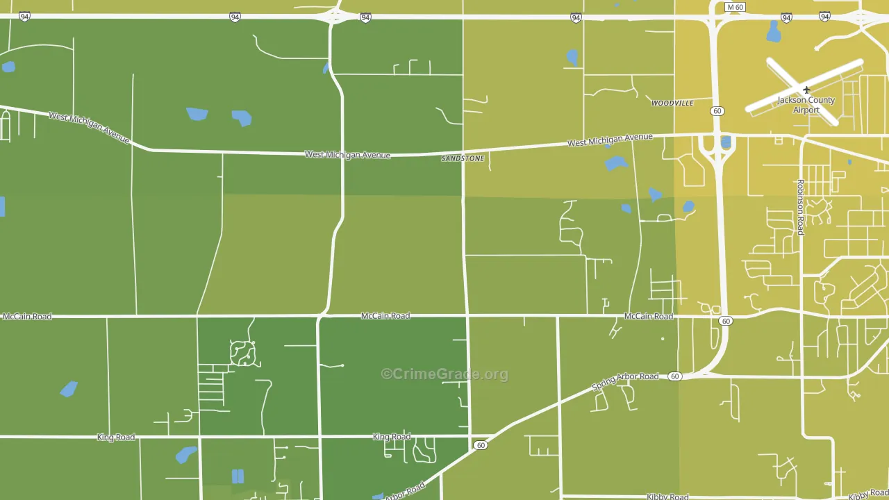 Sandstone, MI Map of Vehicle Theft Rates