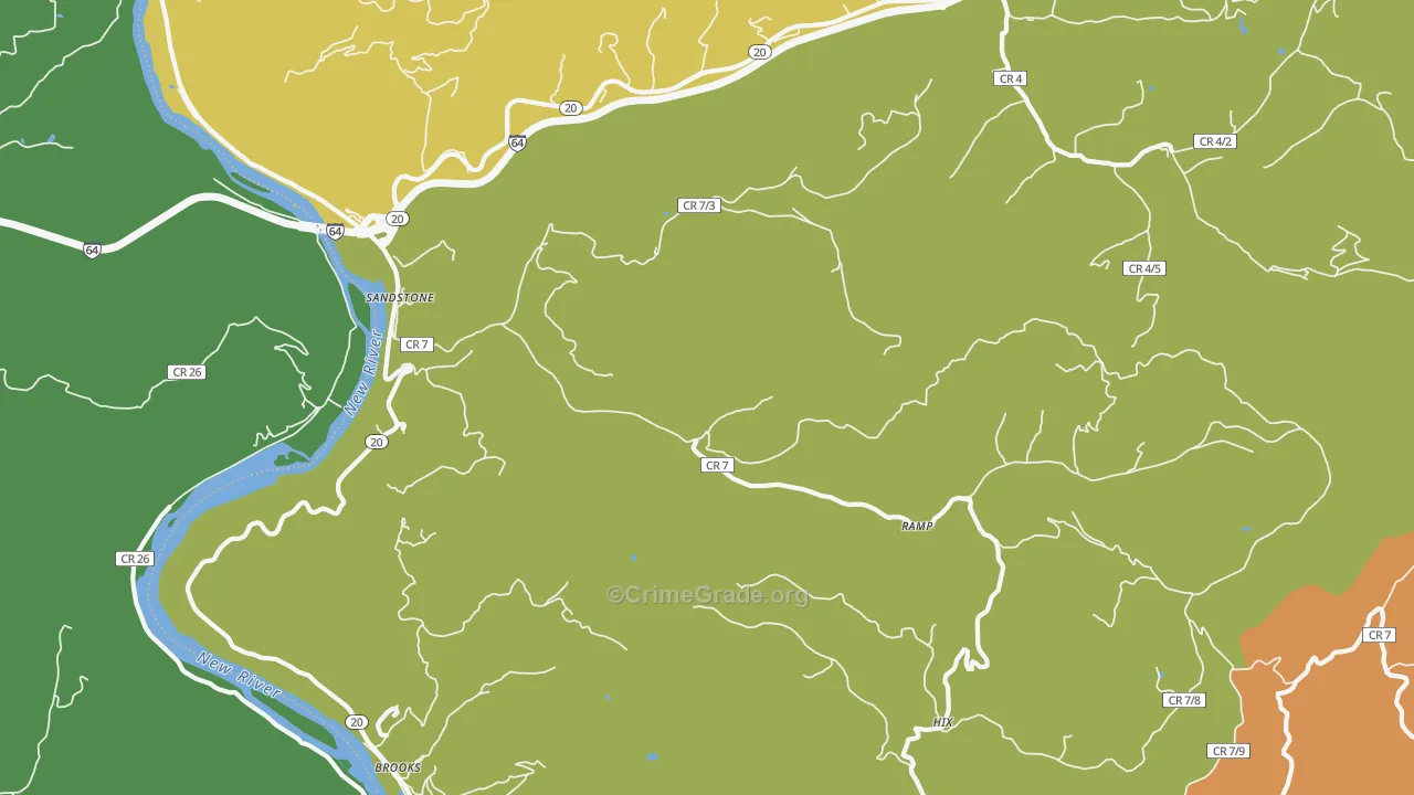 Sandstone, WV Map of Vehicle Theft Rates