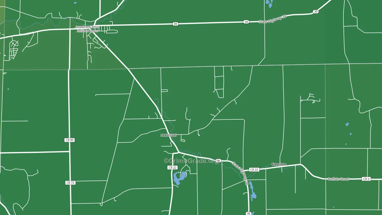 Sandusky, NY Map of Vehicle Theft Rates