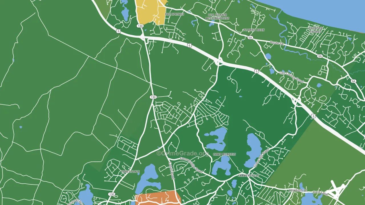 Sandwich, MA Map of Vehicle Theft Rates