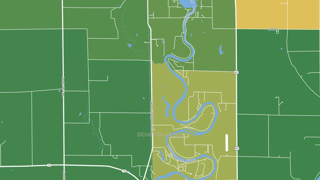 Sandy Beach, IN Map of Vehicle Theft Rates