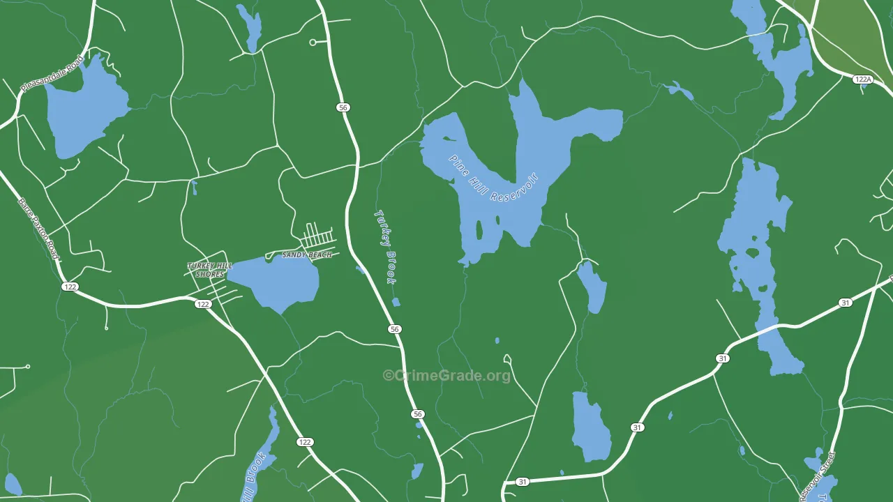 Sandy Beach, MA Map of Vehicle Theft Rates