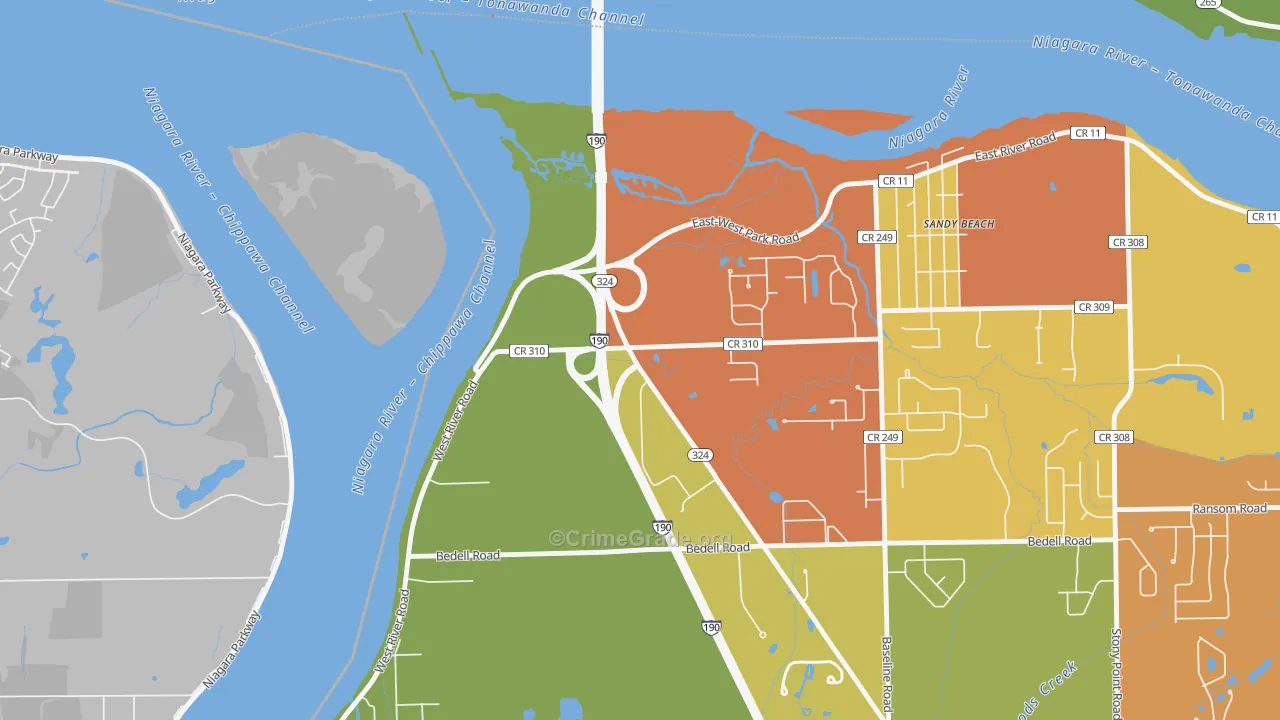 Sandy Beach, NY Map of Vehicle Theft Rates