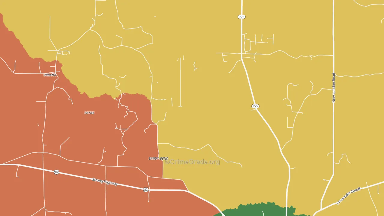 Sandy Bend, AR Map of Vehicle Theft Rates
