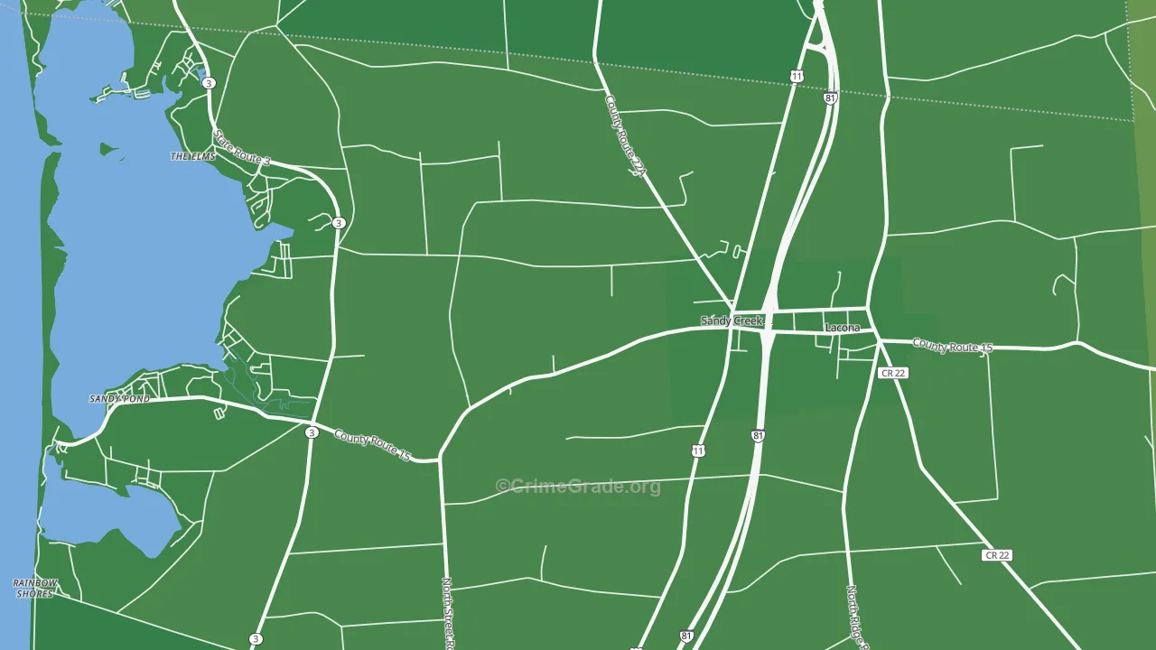 Sandy Creek, NY Map of Vehicle Theft Rates
