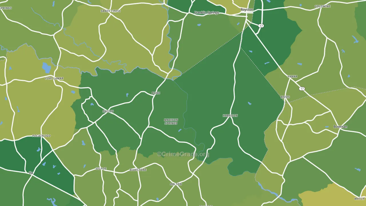 Sandy Cross, GA Map of Vehicle Theft Rates