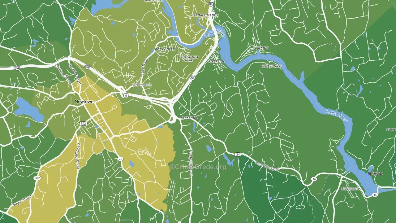 Sandy Hook, CT Map of Vehicle Theft Rates