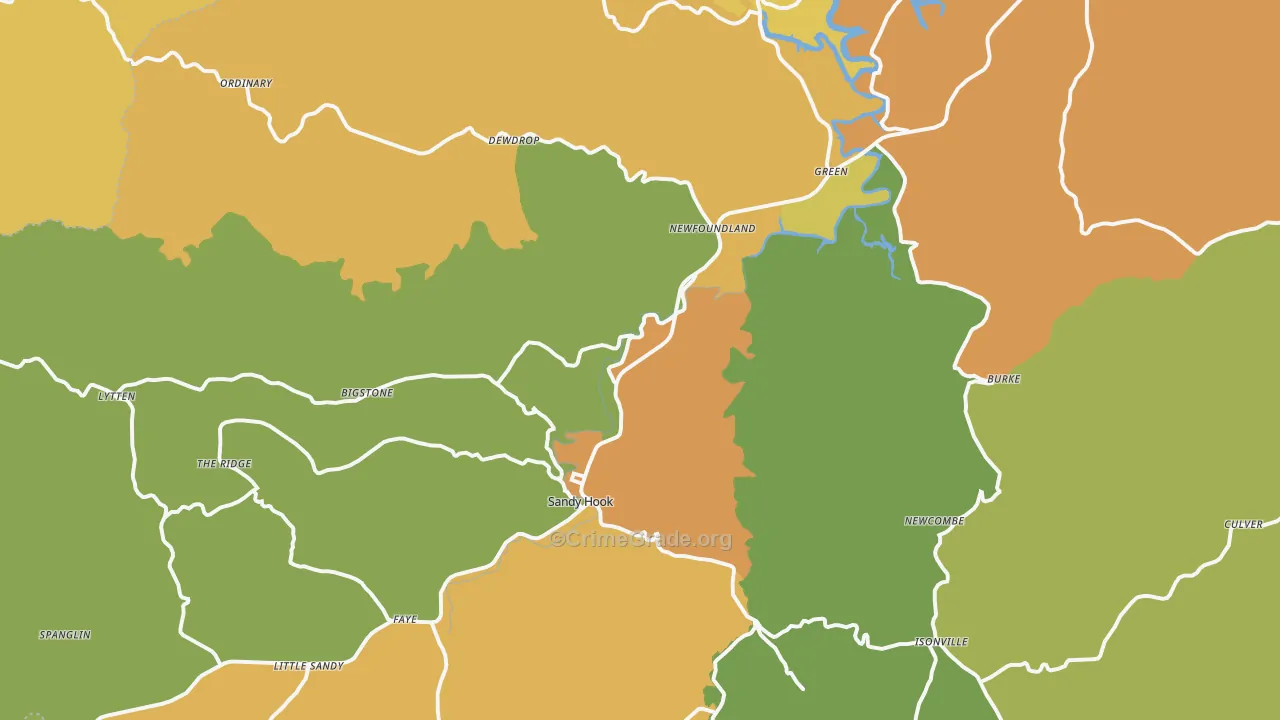 Sandy Hook, KY Map of Vehicle Theft Rates