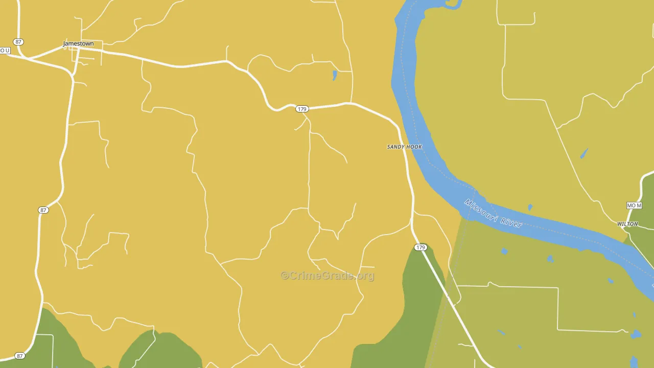 Sandy Hook, MO Map of Vehicle Theft Rates