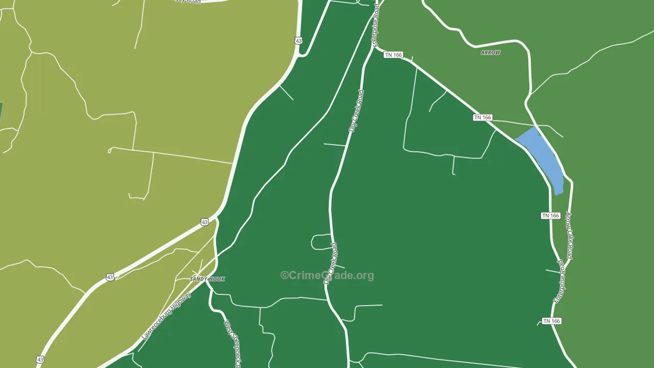 Sandy Hook, TN Map of Vehicle Theft Rates