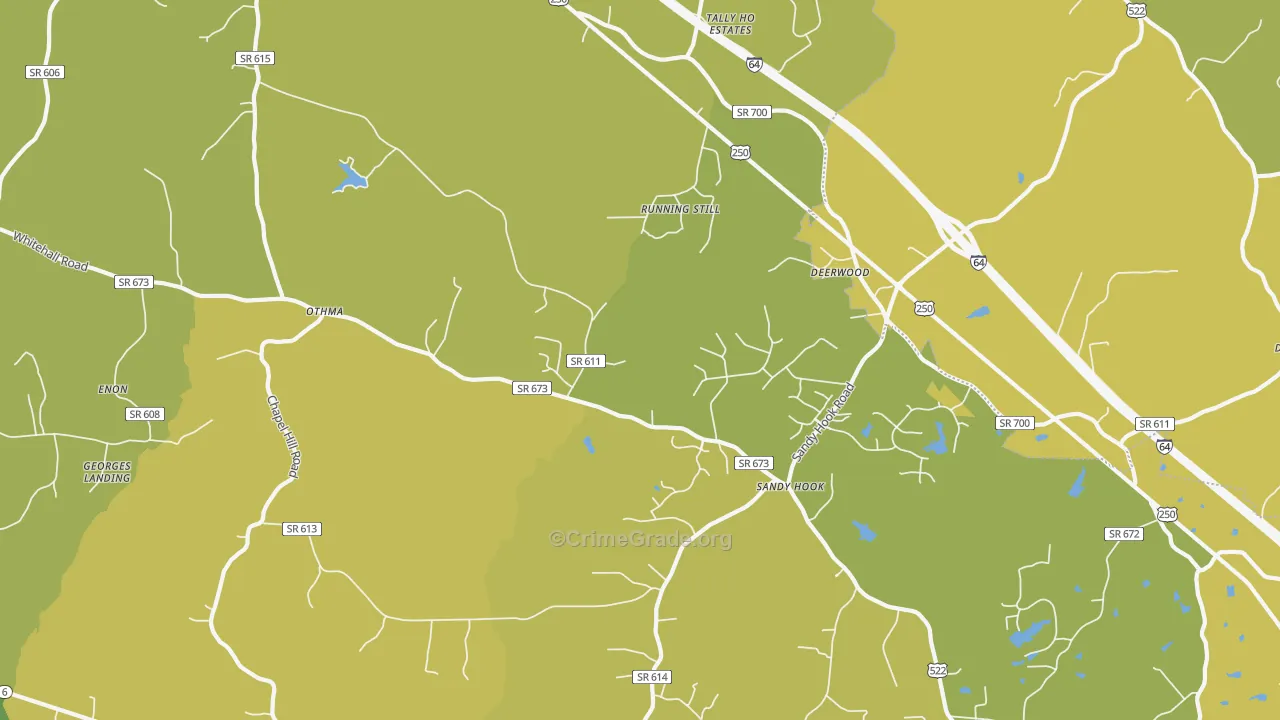 Sandy Hook, VA Map of Vehicle Theft Rates
