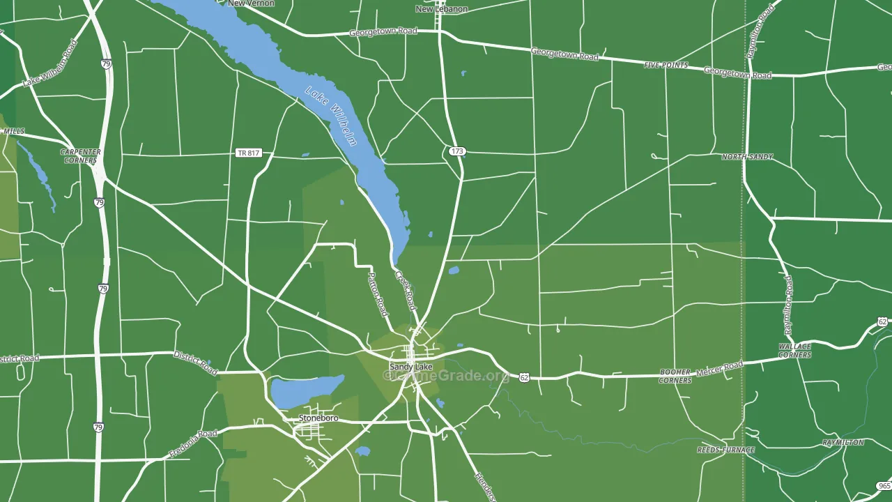 Sandy Lake, PA Map of Vehicle Theft Rates