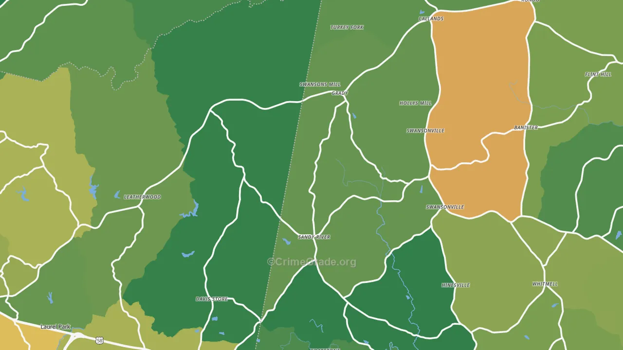 Sandy Level, VA Map of Vehicle Theft Rates