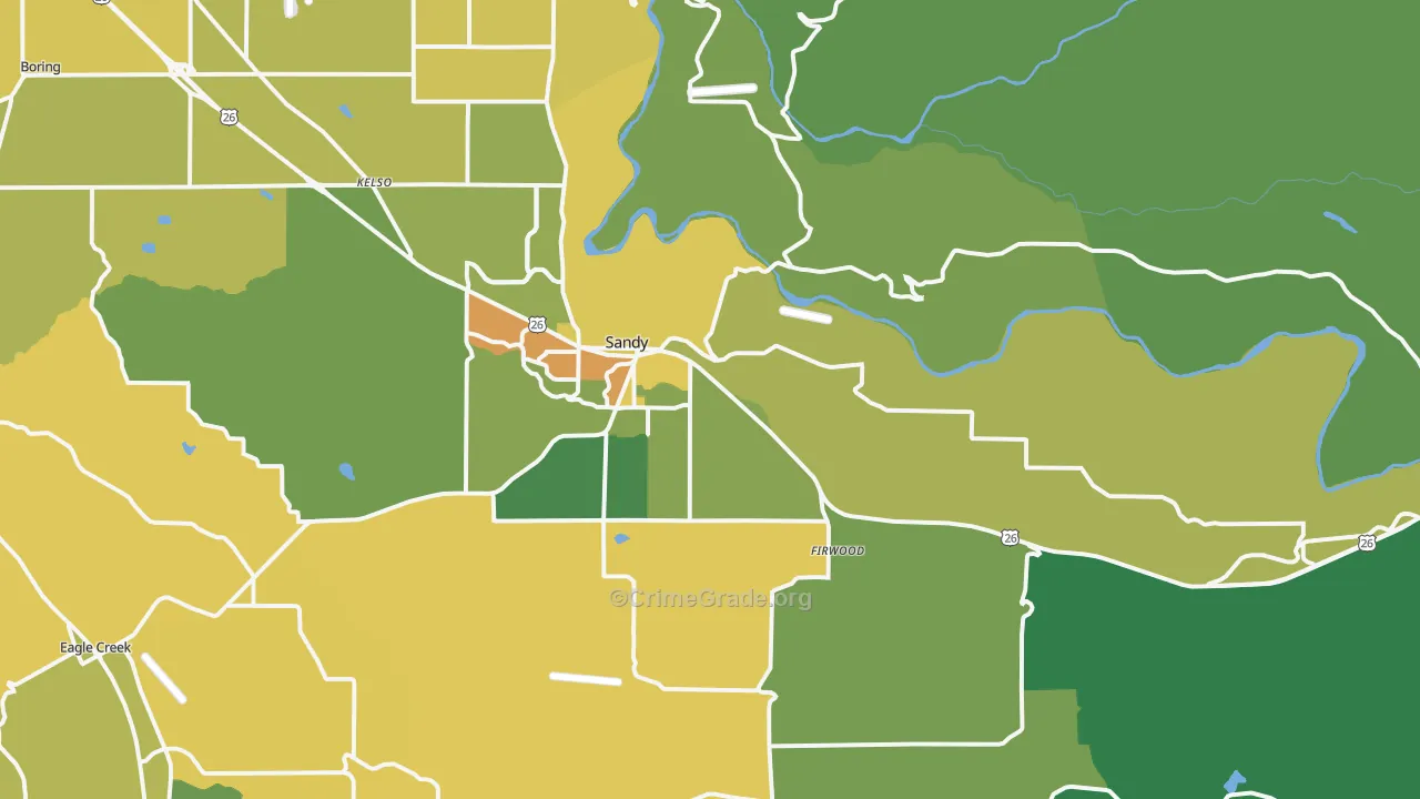 Sandy, OR Map of Vehicle Theft Rates