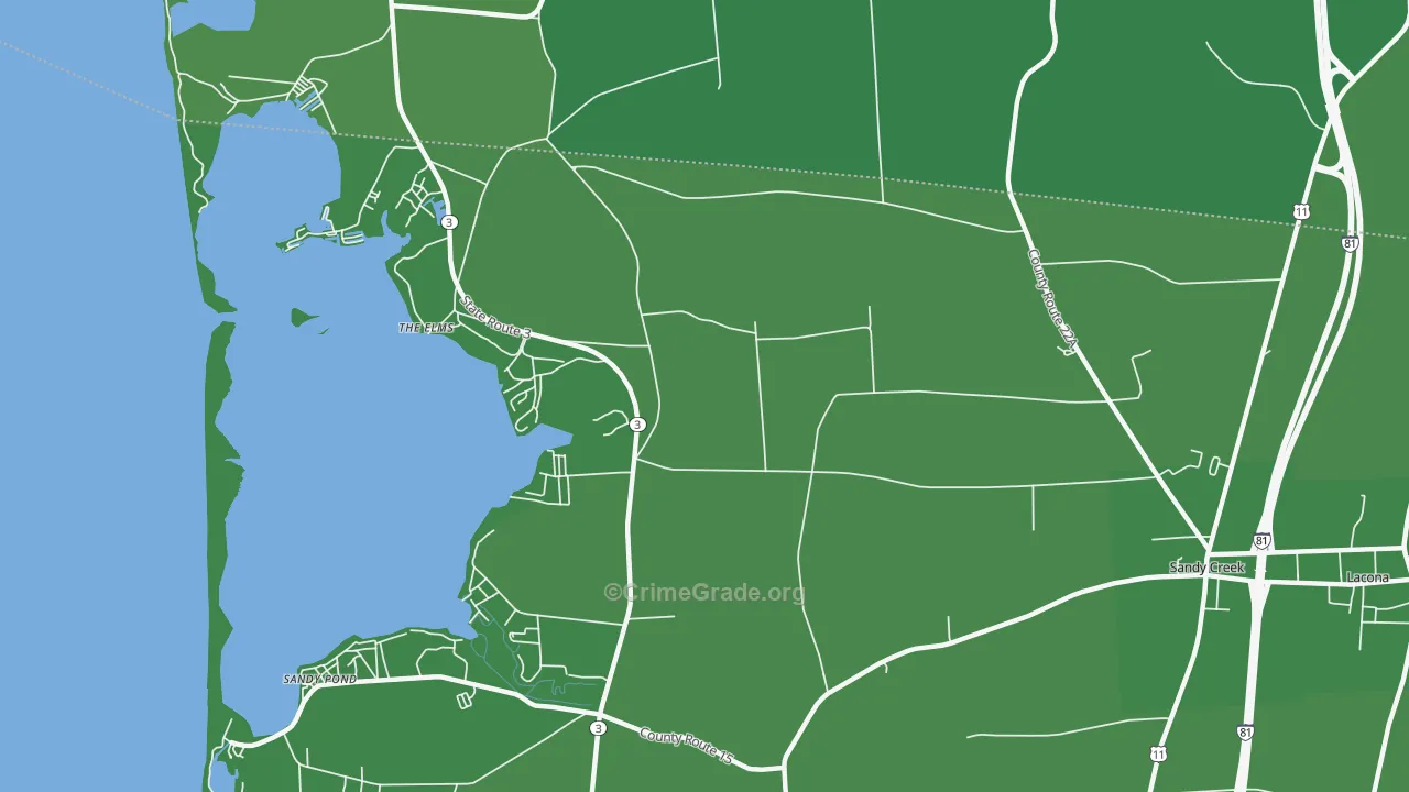 Sandy Pond, NY Map of Vehicle Theft Rates