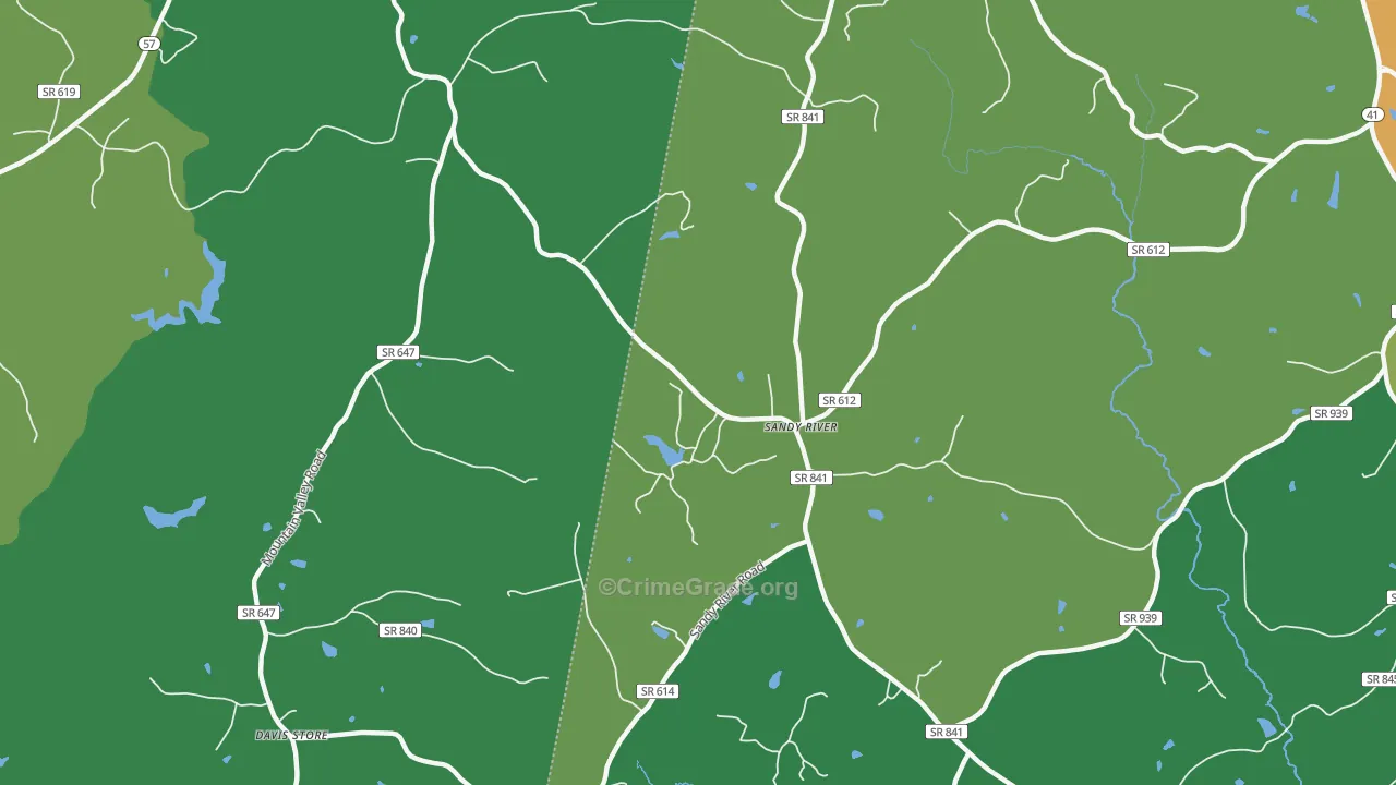 Sandy River, VA Map of Vehicle Theft Rates
