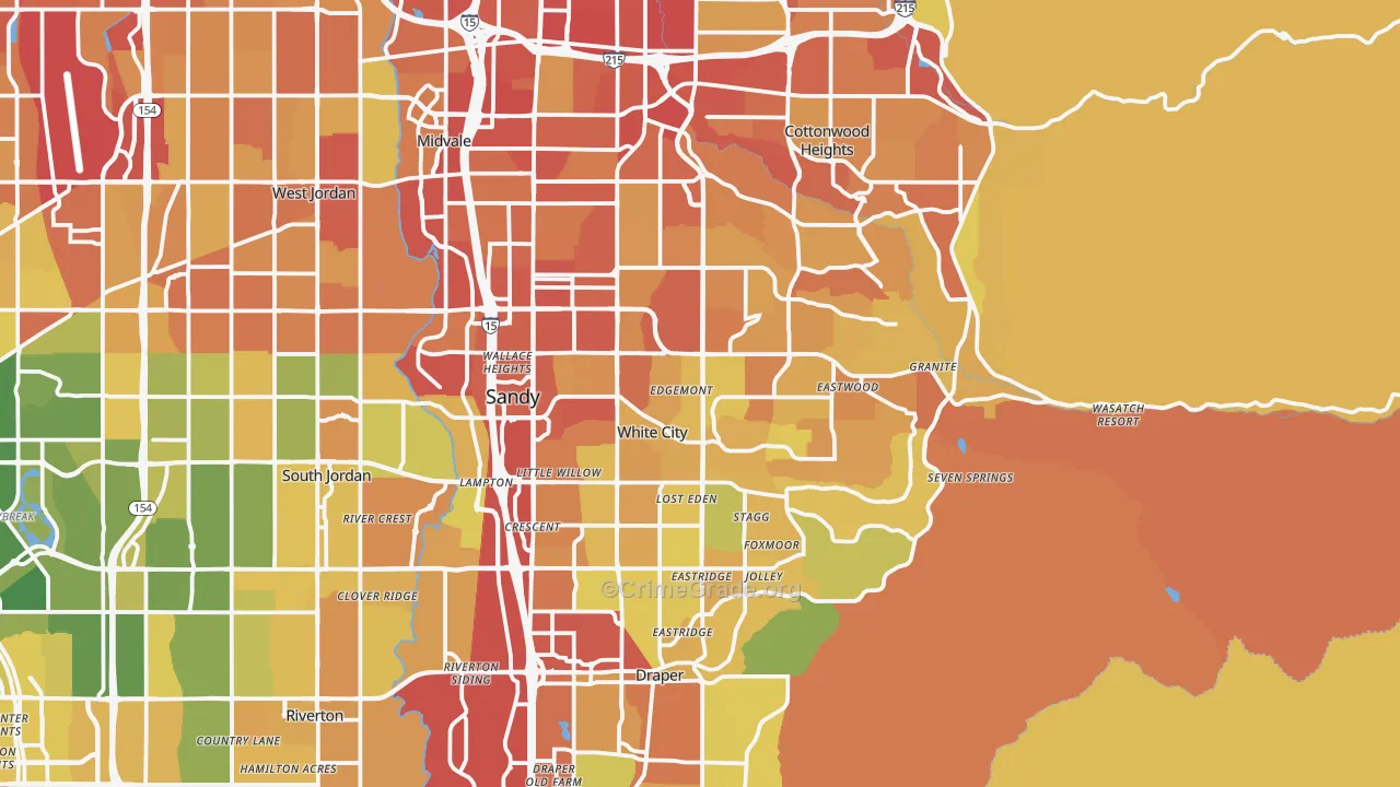 Sandy, UT Map of Vehicle Theft Rates