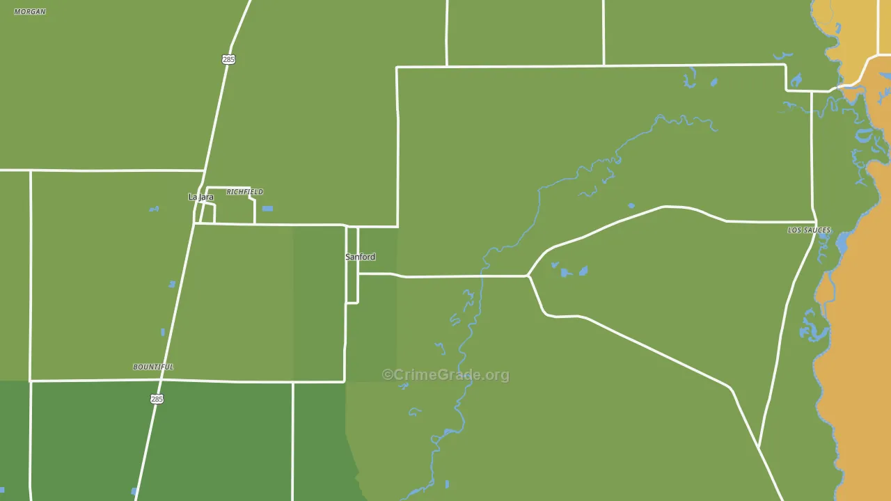 Sanford, CO Map of Vehicle Theft Rates