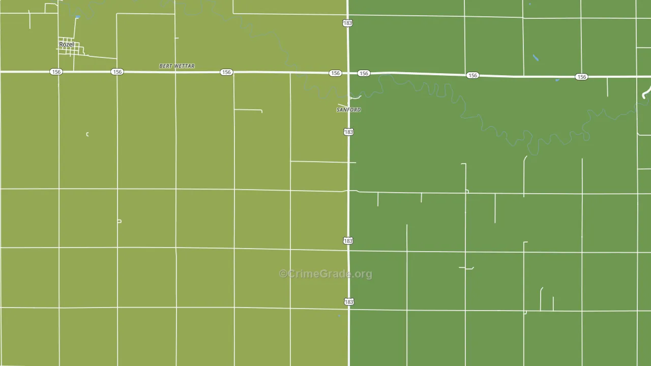Sanford, KS Map of Vehicle Theft Rates