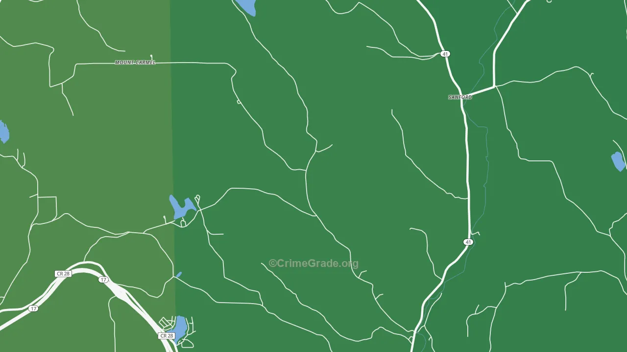 Sanford, NY Map of Vehicle Theft Rates